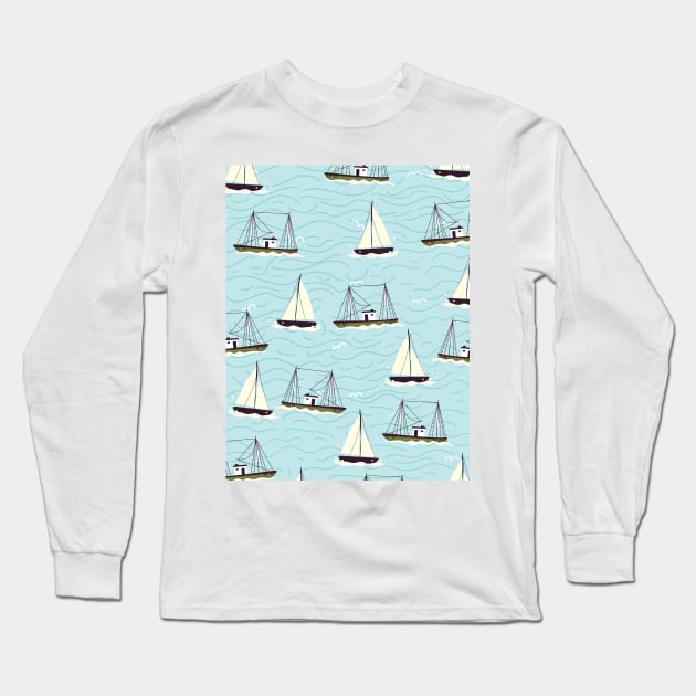 Vintage nautical pattern Long Sleeve T-Shirt by nickemporium1